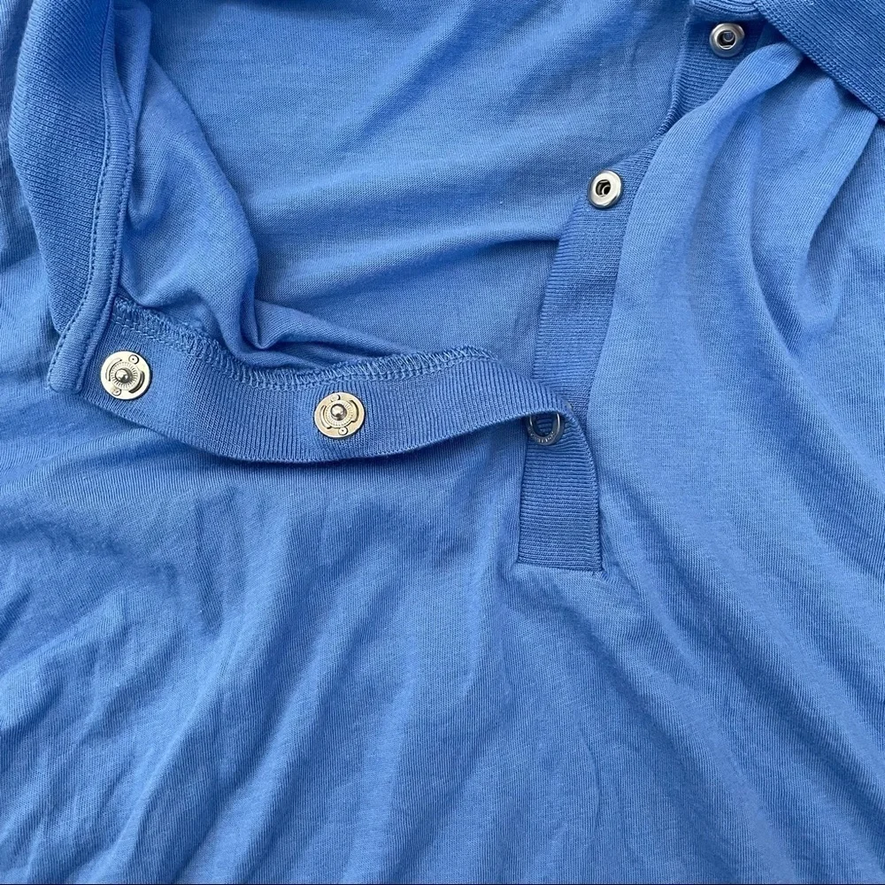Women’s Michael Kors blue snap up polo sz large